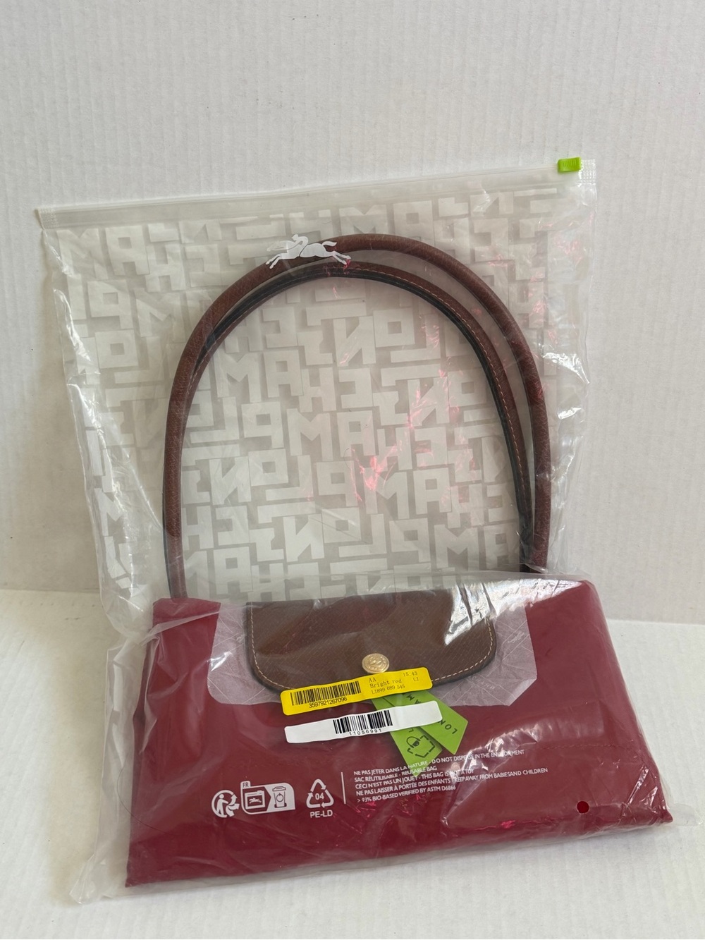 Longchamp Le Pliage Large Foldable Shoulder Bag in Bright Red